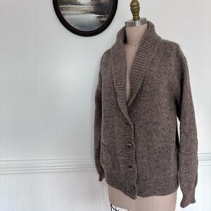 Lands' End Brown 100% Wool Women's Cardigan Sweater